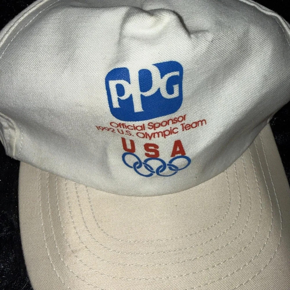 Vintage USA Olympic Team Hat Cap Snap Back Mens White Summer Olympics 90s